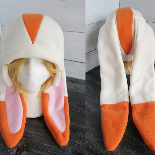 Cream Bunny Fleece Hat - Ready to Ship Halloween Costume