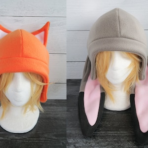 Fox and Bunny Fleece Hats - Ready to Ship Halloween Costume