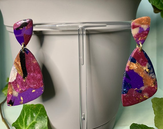 Geometric Clay Earrings | Handmade | Bright | Colorful | Fun Earrings