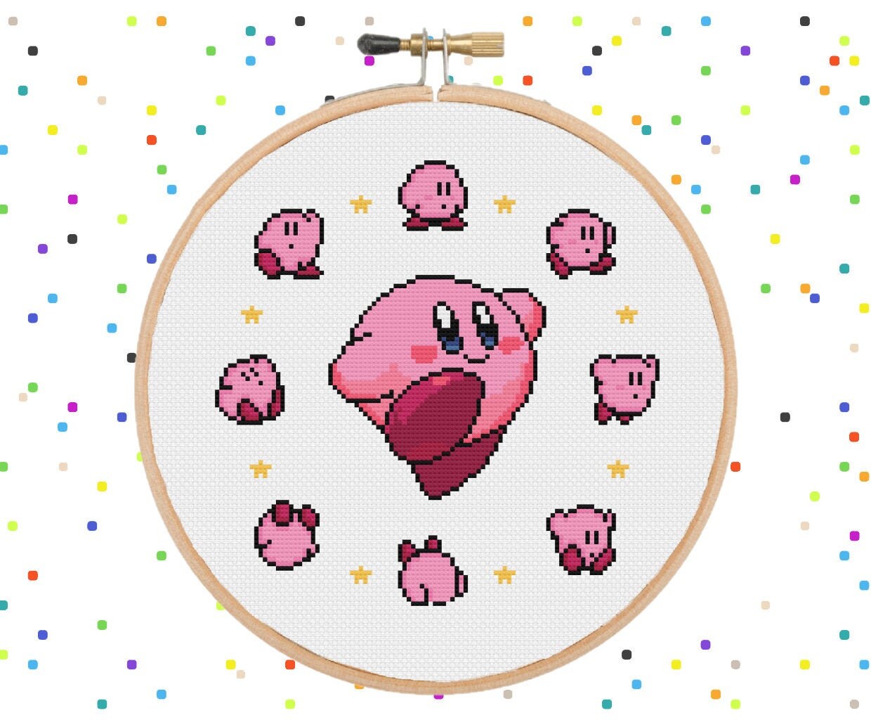 Kirby Kirby Circle Video Game Kirby Cross Stitch Pattern Etsy
