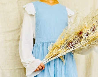 Robe tablier en lin, Tablier complet en lin pour femme, robe pour femme, robe tablier réglable, tissu naturel, cadeau pour femme, couleurs personnalisées