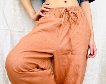 Women harem pants, Linen pants, Linen Long Pants, Women linen pants, Linen casual pants, Pure linen trousers, Elastic Waist Pants Yoga pants
