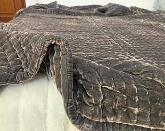 Luxury silk velvet blanket comforter duvet, 2 silk velvet sides, coverlet, bedspread, Handmade Silk Velvet Bedding Sets, hand stitched style