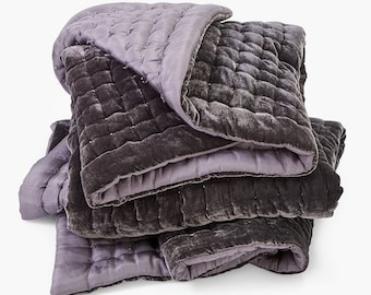 Four seasons silk velvet blanket, luxury silk bedding set, coverlet, bedspread with 100% natural mulberry silk, hand quilted by Chinsu Lee