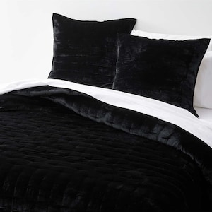 Black bedding set, silk velvet throw comforter duvet, coverlet, bedspread, luxury bedding, bedroom decor, best gift for all