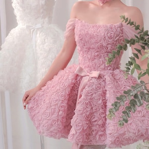 Romantic Rose Wedding Dress, Short or Long Dress, Strapless Sweetheart Bodice, Custom made by ChinsuLee