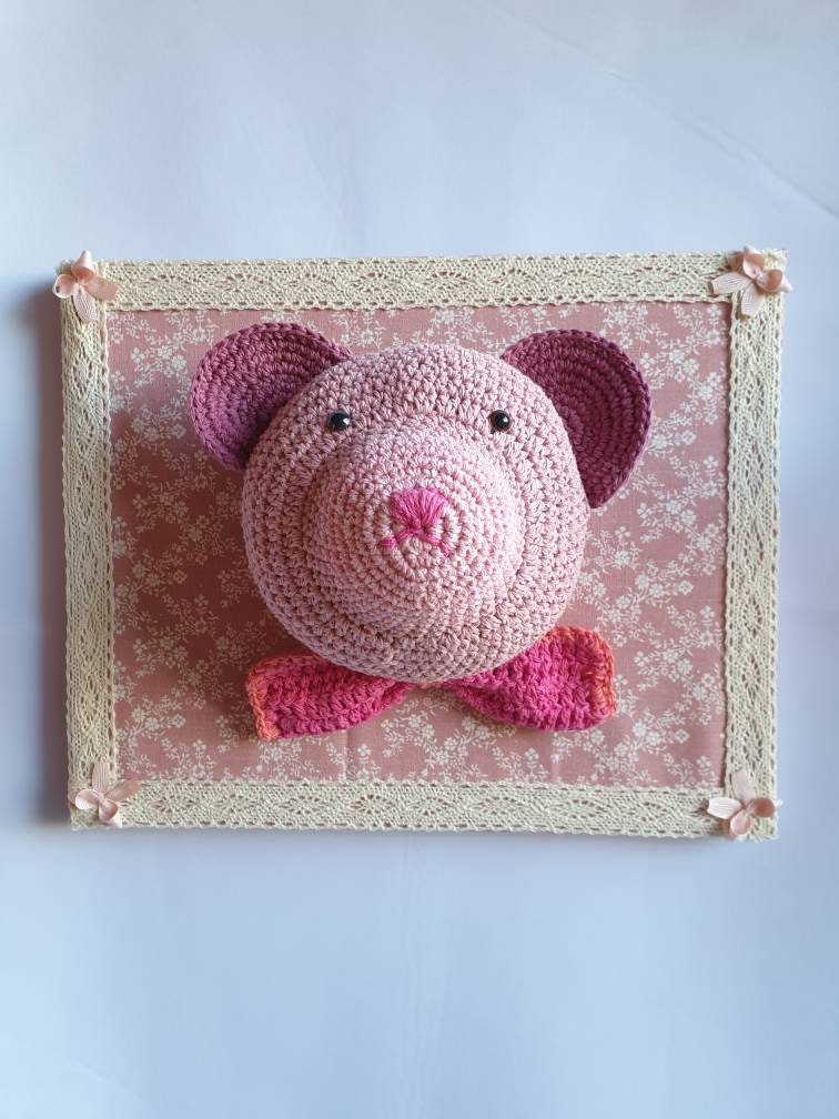 Cadre avec Tête Nounours en Crochet