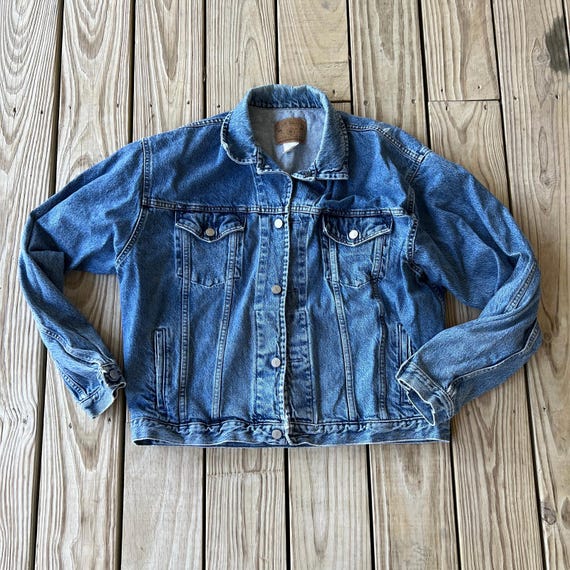 Vintage 80s GAP Denim Jean Jacket Blue XL Trucker - Etsy