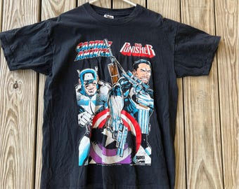 Captain America and The Punisher vintage shirt XL tee black 90s Tennessee River