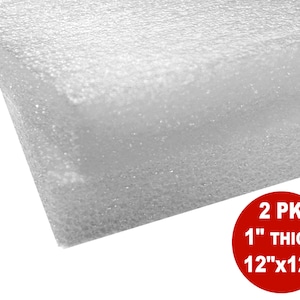 Puede incluir: Dos láminas de espuma blanca de 1 pulgada de grosor, cada una mide 12 pulgadas por 12 pulgadas.