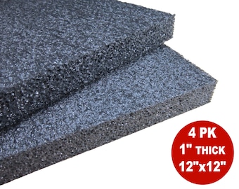 Foam Ninja Polyethylene Foam Sheet 12 x 12 x 1 Inch Thick - 4 Pack Black Charcoal - Custom Foam Inserts High Density Closed Cell PE Case