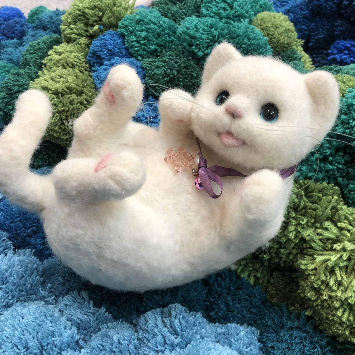 Needle felted cat wool felt art handmade handcraft fiber | Etsy