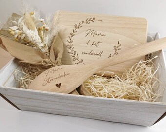 Gift Set | Dried flowers | Breakfast board personalized | Desired name | Mother’s Day