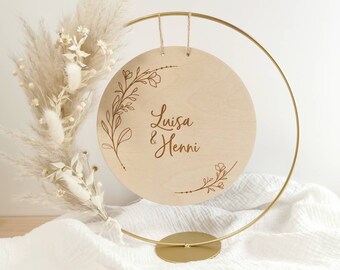 Wedding Gift Decorating | Standing Ring | dried flowers | Wooden sign with name and date | wedding decoration