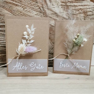 Geschenkkarte mit Trockenblumen | Karte zum Muttertag | Geburtstagskarte