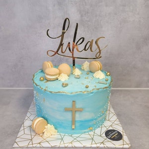 Cake topper baptism | Cross and name personalized | communion | Confirmation | Acrylic | Cake Topper | cake decoration