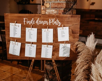 Holzschild finde deinen Platz | Eingangsschild Hochzeit | Gäste Sitzplatz finden