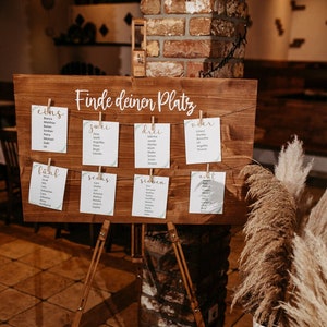 Holzschild finde deinen Platz | Eingangsschild Hochzeit | Gäste Sitzplatz finden
