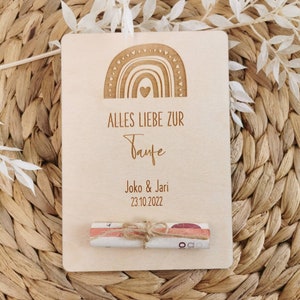Personalisierte Holzkarte | Geschenk zur Taufe | Baby | Geldgeschenk | Geldkarte | Glückwunschkarte | Geschenkkarte  | mit Namen und Datum