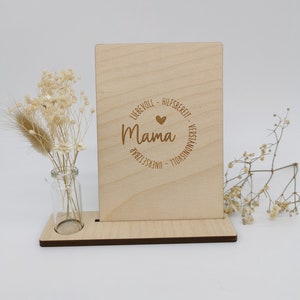 Holzkarte mit Vase und Trockenblumen | Kartenhalter | Postkarte | Geschenk Mama | Danke Mama | Muttertag