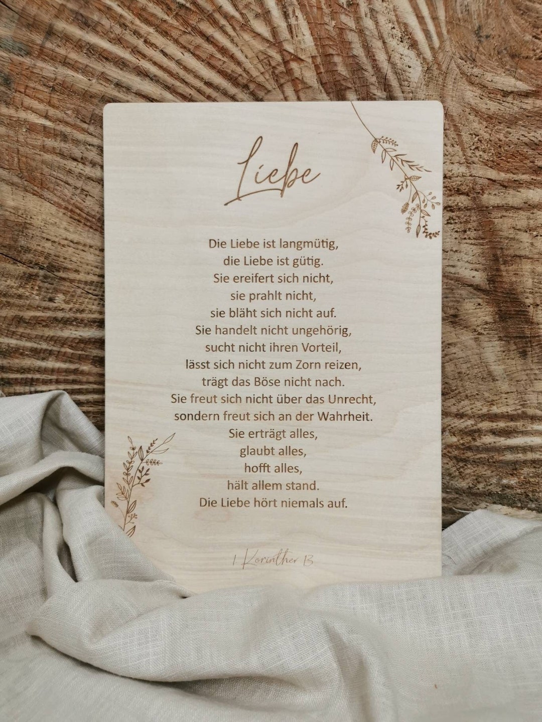 Holzschild Liebe Geschenk zur Hochzeit Korinther Brief Geschenk