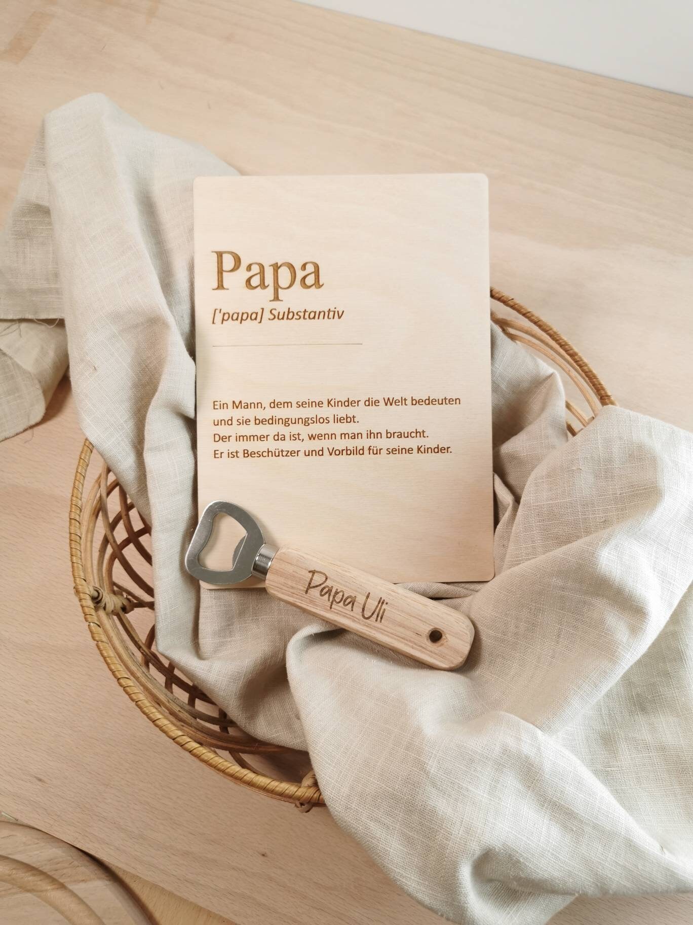Vatertag | Holzschild | Flaschenöffner Papa personalisiert | Vatertagsgeschenk | Geburtstag Papa | mit Namen