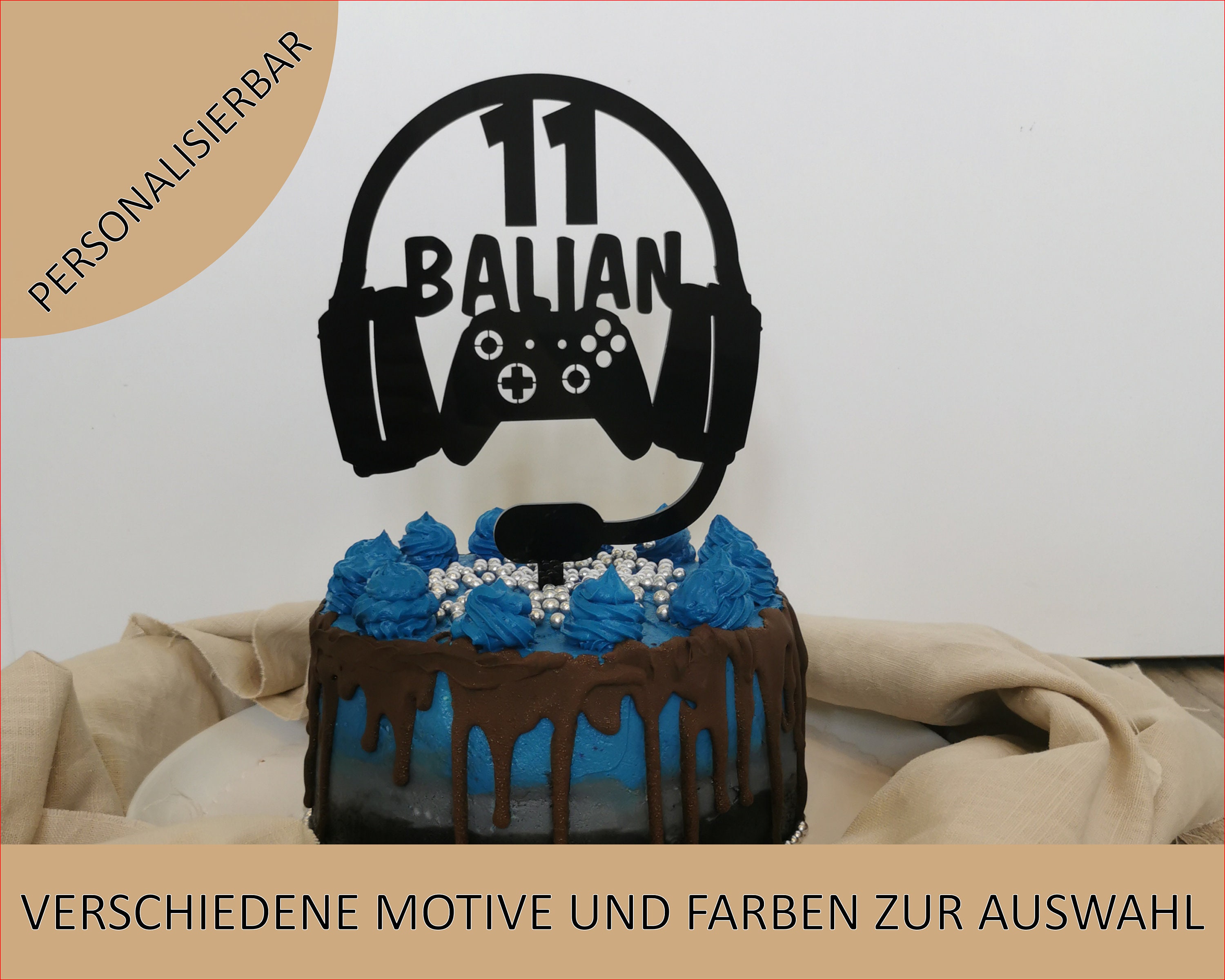 11 Stück Gaming-Kuchen-Einsätze + 1 Geburtstagshut – Game-Controller Design | Cupcake-Deko & Party-Zubehör