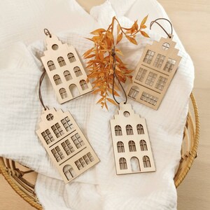 Wooden canal houses | Pendants | Amsterdam houses | Christmas tree decorations | Scandinavian | Autumn decoration
