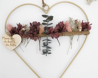 Personalized dried flower wreath | Metal heart | Door wreath | Mother's Day gift | Dried flowers | Mother's Day gift