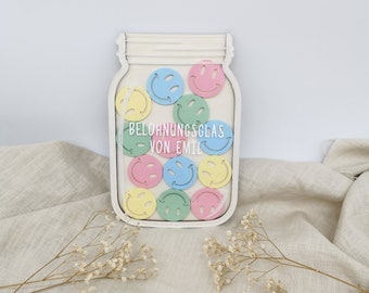 Belohnungsglas Aus Holz Für Kinder – Personalisiert Mit Regenbogen, Dino Oder Mond, 25 Token, Fördert Gute Gewohnheiten