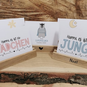 Kartenhalter mit Grußkarte | Kinder | Postkartenhalter | Fotohalter | Geburtskarte | Geburtsgeschenk | Holzaufsteller | Deko Kinderzimmer