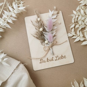 Holz Karte mit Trockenblumen |Geschenkidee | Grußkarte | Postkarte | Trockenblumen | Geburtstag | kleine Aufmerksamkeit
