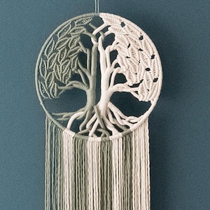 Art mural arbre de vie, macramé bohème, décoration d'arbre généalogique, grande oeuvre d'art mural botanique, décoration de chambre à coucher, cadeau pour la famille, décoration bohème moderne V78
