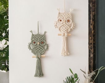 Boho Makramee Eule, Kinderzimmer Dekor, Boho Handgemachte Eule, Kinderzimmer Dekoration, Mädchen Schlafzimmer Kunst, Benutzerdefinierte Makramee, Wandbehang W73