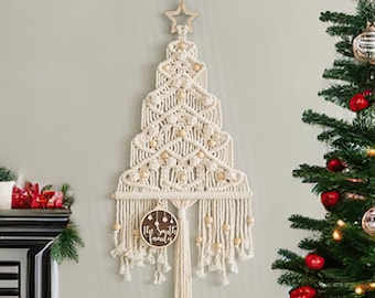 Large Macrame Christmas Tree, Holiday Decor, Mid Century Modern, Family Gift, Macrame Xmas Tree, Fireplace Decor, Christmas Gift Idea X30