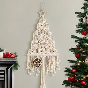 Large Macrame Christmas Tree, Holiday Decor, Mid Century Modern, Family Gift, Macrame Xmas Tree, Fireplace Decor, Christmas Gift Idea X30