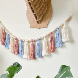 Macrame Garland, Boho Tassel Banner, Macrame Bunting Banner, Boho Garland, Macrame Wall Hanging, Boho Baby Shower Decor, Nursery Decor W63