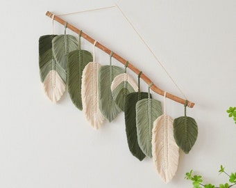 Hojas colgantes de pared, arte de pared de fibra, decoración de vivero Safari, regalo para el hogar, macramé tropical, decoración minimalista moderna, decoración de granja L23