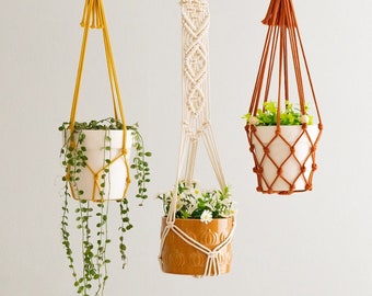 Boho Plant Hanger, Garden Decor, Macrame Pot Hanger, Tassel Free Macrame, Plant Wall Holder, Modern Planter, New Home Gift I70