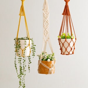 Boho Plant Hanger, Garden Decor, Macrame Pot Hanger, Tassel Free Macrame, Plant Wall Holder, Modern Planter, New Home Gift I70