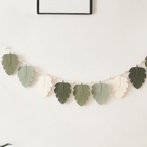 Macrame Leaf Garland, Boho Bunting, Macrame Feather Garland, Nursery Decor, Party Decoration, Macrame Wall Hanging, Farmhouse Decor H34