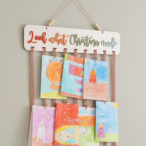 Kids Art Hanger Board, Look What We Made, Kids Sign, Playroom Wall Art, Kid Room Decor, Wooden Kids Sign, Art Display, Playroom Decor I28
