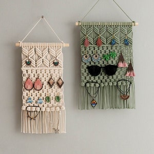 Macrame Jewelry Holder, Boho Tapestry Earring Holder, Jewelry Organizer Minimalist , Handmade Jewelry Storage, Christmas Gift For Women I80