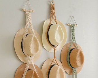 Boho Hat Hanger, Macrame Hat Rack, Farmhouse Decor, Housewarming Gift, Hat Wall Hanging, Living Room Decor, Gift For Mom  I05