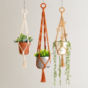 Macrame Tassel Plant Hanger, Hanging Planter, Wall Plant Hanger, Tassel Macrame, Garden Decor, Ceiling Pot Holder, Gift For New Home H75