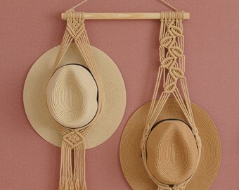 Macrame Hat Hanger, Macrame Decor, Cap Rack Display, Farmhouse Style, Macrame Storage, Minimal Hat Hanger, Gift For Her H12