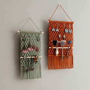 Macrame Earring Holder, Bathroom Decor, Necklace Hanger, Boho Jewelry Holder, Girls Room Decor, Gift For Daughter, Macrame Earring I82 image 8