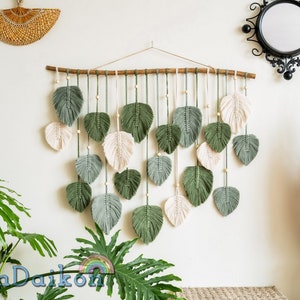 Large Green Leaves Headboard, Above Bed Decor, Safari Unique Gift, Jungle Nursery Decor, Boho Living Room, Plant Lover, Christmas Gifts L03