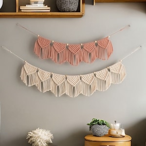 Macrame Bunting Garland, Boho Home Decor, Macrame Garland, Macrame Wall Hanging, Party Decor, Dorm Wall Decor, Boho Nursery Decor H33