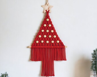 Xmas Tree Macrame, Farmhouse Christmas Tree, Fireplace Decor, Boho Wall Hanging, Holiday Sign, Unique Gifts For Her, Scandi Hygge Style X31